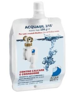 Acquasil 2/15 Ricarica Liquida 1 Sacca da gr.250 Anticorrosivo e Antincrostante per Pompe Dosatrici Minidue Acqua Brevetti PC100
