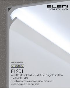 Profilo da Cartongesso per Strisce Led a Illuminazione Indiretta in Polistirene Estruso (XPS) DIM.mm 1150X115X95 ELENI EL201